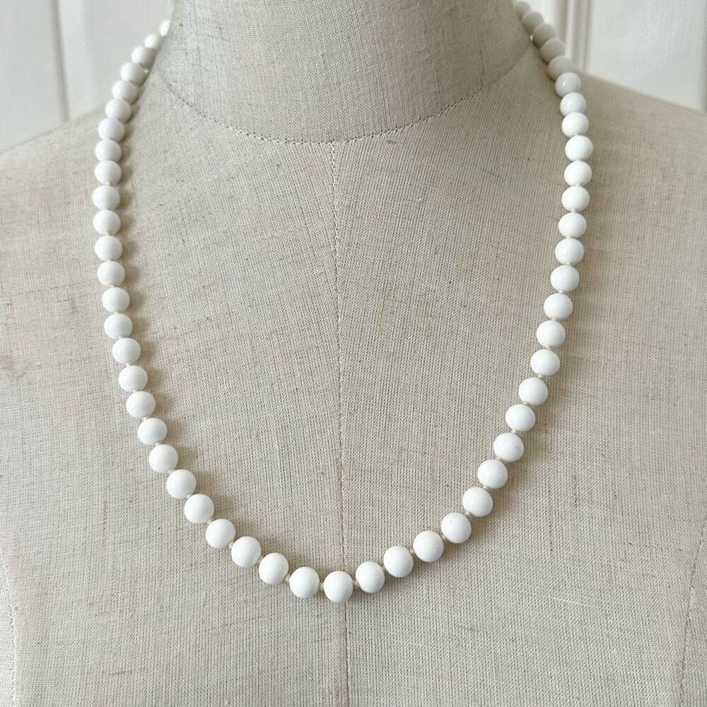 Monet vintage white long beaded necklace